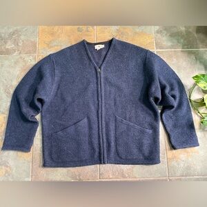 J Crew 100% Wool Full Zip Men’s Sweater Jacket Size M Navy Blue